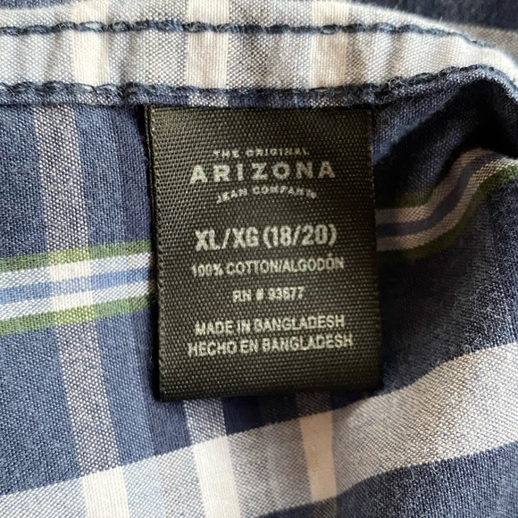 Original Arizona Jean Company Blue White Striped Collar Shirt Size XL - Picture 5 of 6
